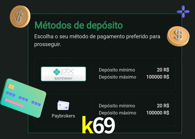 O cassino k69 oferece uma grande variedade de métodos de pagamento